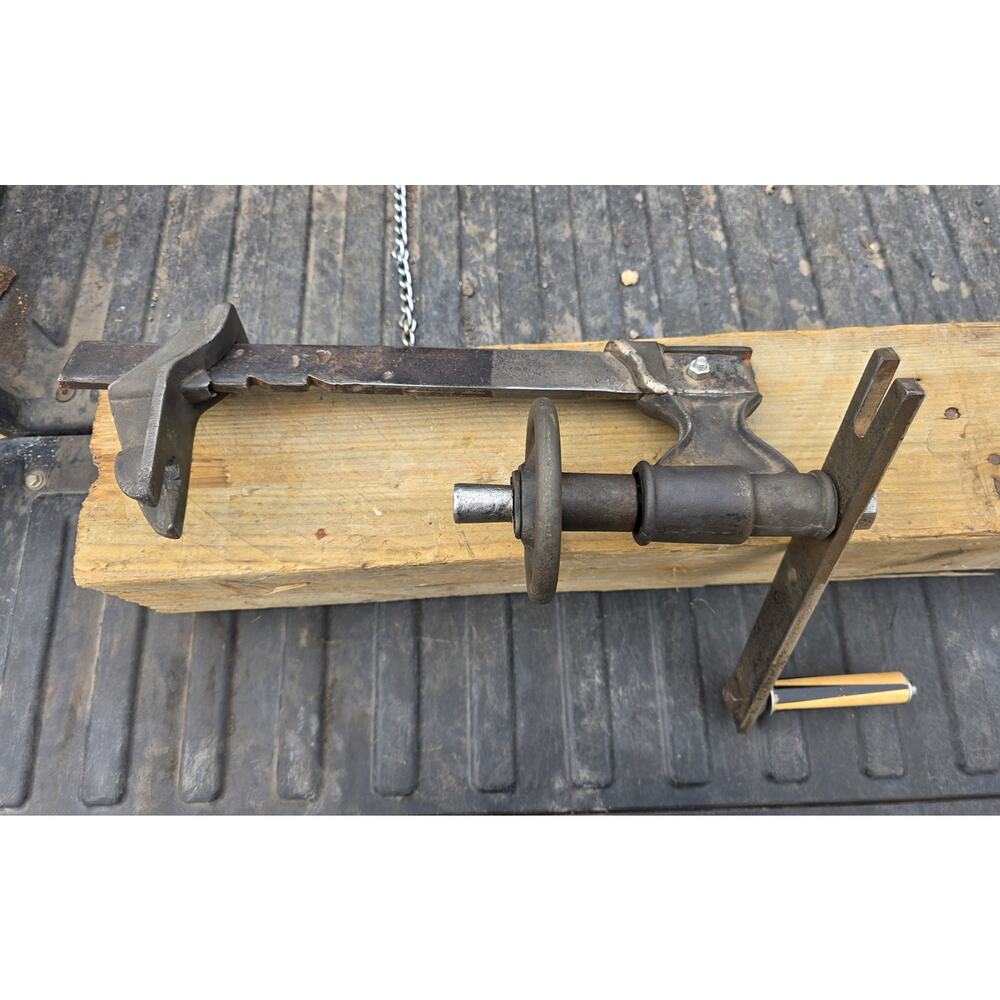 Antique Rustic hand crank beam drill marked 1890 #4 collectible tool